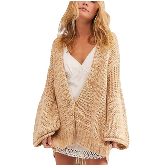 FREE PEOPLE Home Town Balloon Sleeve Cardigan M - Picture 3 of 16